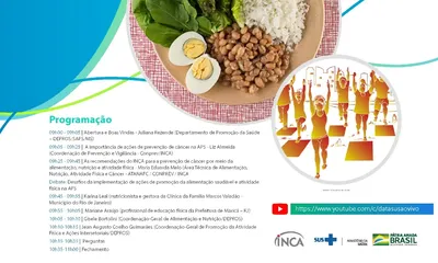 Alimentação e atividade física para prevenção do câncer são temas de webinário para promoção da saúde